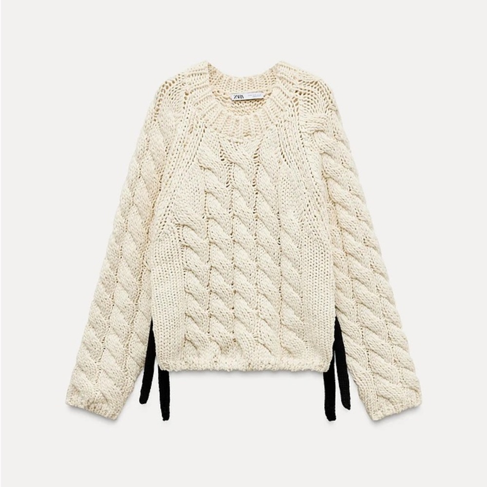ZARA Cream Cable Knit Sweater